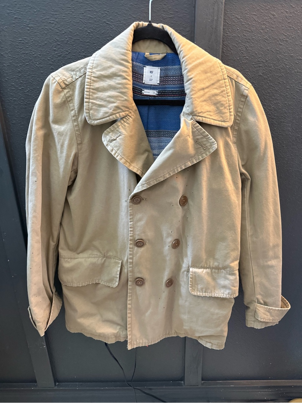 GAP Men's Double-Breasted Khaki Peacoat